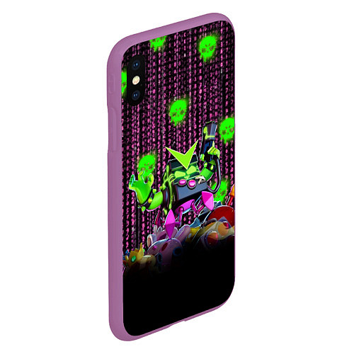 Чехол iPhone XS Max матовый Virus 8-Bit / 3D-Фиолетовый – фото 2