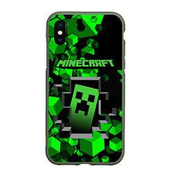 Чехол iPhone XS Max матовый Minecraft, цвет: 3D-темно-зеленый