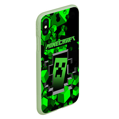 Чехол iPhone XS Max матовый Minecraft / 3D-Салатовый – фото 2