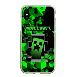 Чехол iPhone XS Max матовый Minecraft, цвет: 3D-салатовый