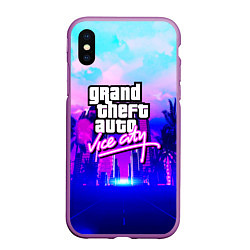Чехол iPhone XS Max матовый GTA REMASTER, цвет: 3D-фиолетовый