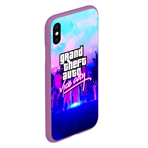 Чехол iPhone XS Max матовый GTA REMASTER / 3D-Фиолетовый – фото 2