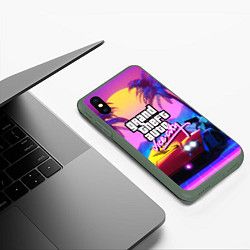 Чехол iPhone XS Max матовый GTA 2020, цвет: 3D-темно-зеленый — фото 2