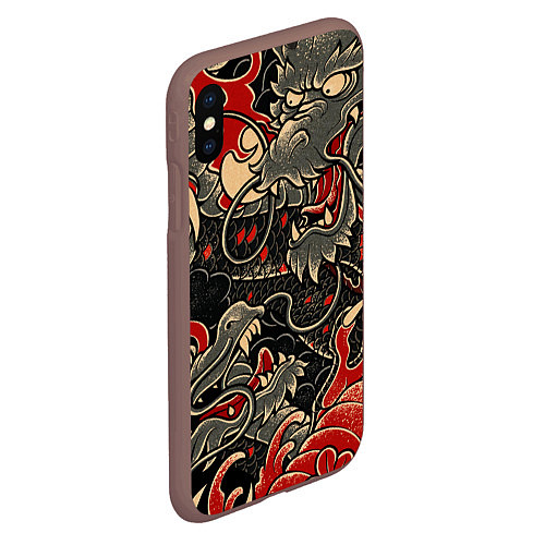 Чехол iPhone XS Max матовый Dsquared tatoo DRAGON / 3D-Коричневый – фото 2