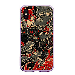 Чехол iPhone XS Max матовый Dsquared tatoo DRAGON, цвет: 3D-сиреневый