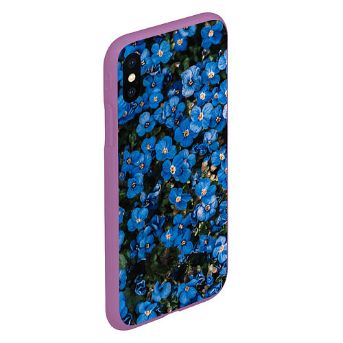 Чехол iPhone XS Max матовый Поле синих цветов фиалки лето / 3D-Фиолетовый – фото 2