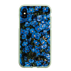 Чехол iPhone XS Max матовый Поле синих цветов фиалки лето