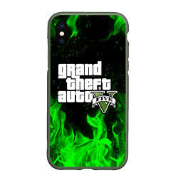 Чехол iPhone XS Max матовый GTA 5, цвет: 3D-темно-зеленый