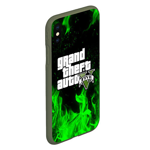 Чехол iPhone XS Max матовый GTA 5 / 3D-Темно-зеленый – фото 2