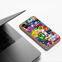 Чехол iPhone XS Max матовый BRAWL STARS ВСЕ БРАВЛЕРЫ, цвет: 3D-коричневый — фото 2