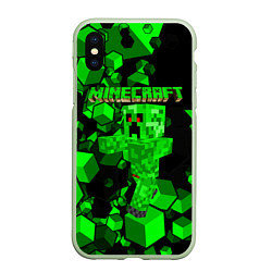 Чехол iPhone XS Max матовый Minecraft, цвет: 3D-салатовый