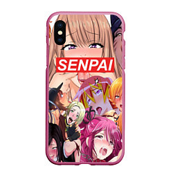 Чехол iPhone XS Max матовый SENPAI, цвет: 3D-малиновый