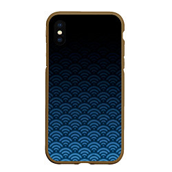 Чехол iPhone XS Max матовый Узор круги темный синий