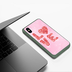 Чехол iPhone XS Max матовый Love Розы, цвет: 3D-темно-зеленый — фото 2