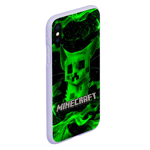 Чехол iPhone XS Max матовый MINECRAFT CREEPER CAT / 3D-Светло-сиреневый – фото 2