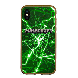 Чехол iPhone XS Max матовый MINECRAFT, цвет: 3D-коричневый