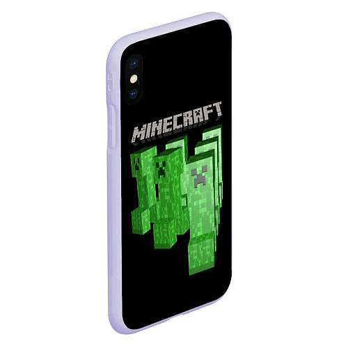 Чехол iPhone XS Max матовый MINECRAFT CREEPER / 3D-Светло-сиреневый – фото 2