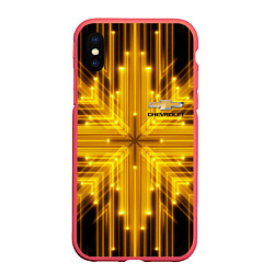 Чехол iPhone XS Max матовый CHEVROLET, цвет: 3D-красный