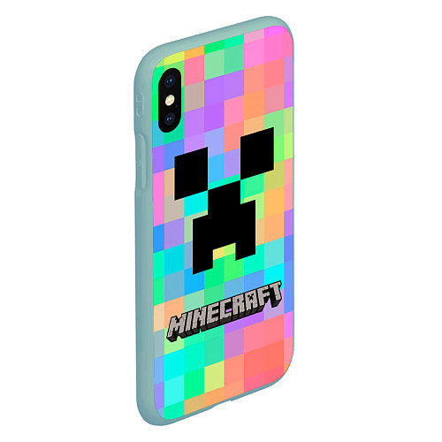 Чехол iPhone XS Max матовый Minecraft / 3D-Мятный – фото 2