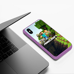 Чехол iPhone XS Max матовый Minecraft, цвет: 3D-фиолетовый — фото 2