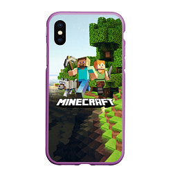 Чехол iPhone XS Max матовый Minecraft, цвет: 3D-фиолетовый