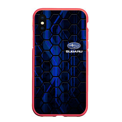 Чехол iPhone XS Max матовый SUBARU, цвет: 3D-красный