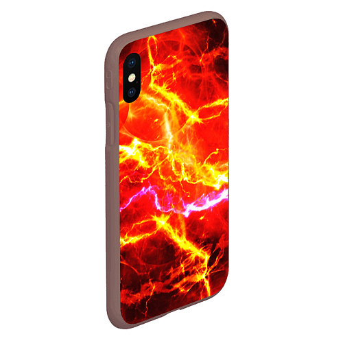 Чехол iPhone XS Max матовый УДАРЫ МОЛНИИ / 3D-Коричневый – фото 2