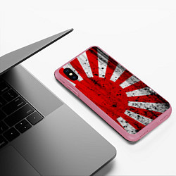 Чехол iPhone XS Max матовый ЯПОНСКИЙ ФЛАГ, цвет: 3D-малиновый — фото 2