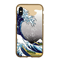 Чехол iPhone XS Max матовый The great wave off kanagawa, цвет: 3D-коричневый