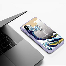 Чехол iPhone XS Max матовый The great wave off kanagawa, цвет: 3D-светло-сиреневый — фото 2