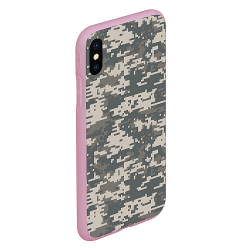 Чехол iPhone XS Max матовый Цифровой камуфляж / 3D-Розовый – фото 2