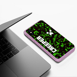 Чехол iPhone XS Max матовый MINECRAFT CREEPER, цвет: 3D-сиреневый — фото 2