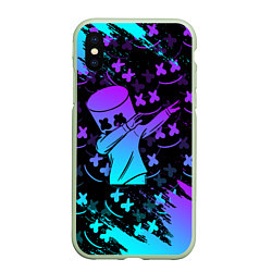 Чехол iPhone XS Max матовый FORTNITE x MARSHMELLO, цвет: 3D-салатовый