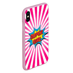 Чехол iPhone XS Max матовый Super Girl, цвет: 3D-розовый — фото 2