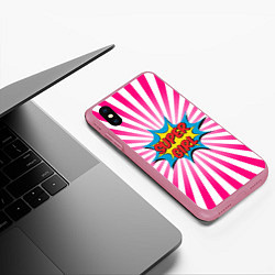 Чехол iPhone XS Max матовый Super Girl, цвет: 3D-малиновый — фото 2