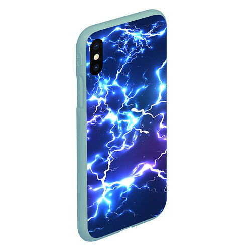 Чехол iPhone XS Max матовый СВЕТЯЩИЕСЯ МОЛНИИ / 3D-Мятный – фото 2