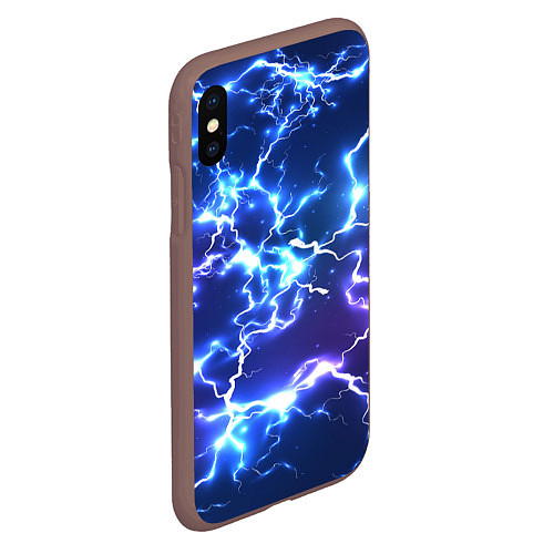 Чехол iPhone XS Max матовый СВЕТЯЩИЕСЯ МОЛНИИ / 3D-Коричневый – фото 2