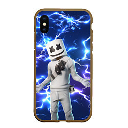 Чехол iPhone XS Max матовый FORTNITE x MARSHMELLO, цвет: 3D-коричневый