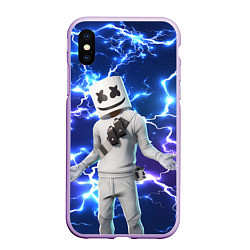 Чехол iPhone XS Max матовый FORTNITE x MARSHMELLO, цвет: 3D-сиреневый