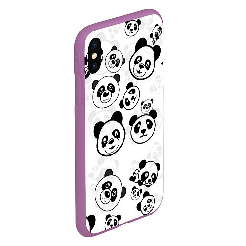 Чехол iPhone XS Max матовый Панды / 3D-Фиолетовый – фото 2