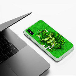 Чехол iPhone XS Max матовый Лев с короной, цвет: 3D-салатовый — фото 2