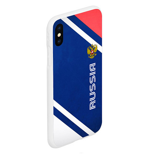 Чехол iPhone XS Max матовый RUSSIA SPORT / 3D-Белый – фото 2