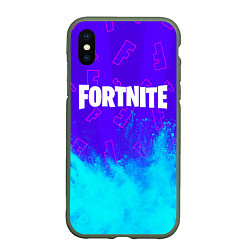 Чехол iPhone XS Max матовый FORTNITE ФОРТНАЙТ, цвет: 3D-темно-зеленый