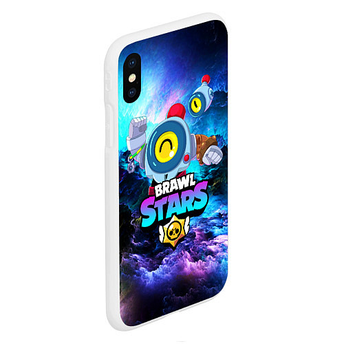 Чехол iPhone XS Max матовый BRAWL STARS NANI SPACE NEON / 3D-Белый – фото 2