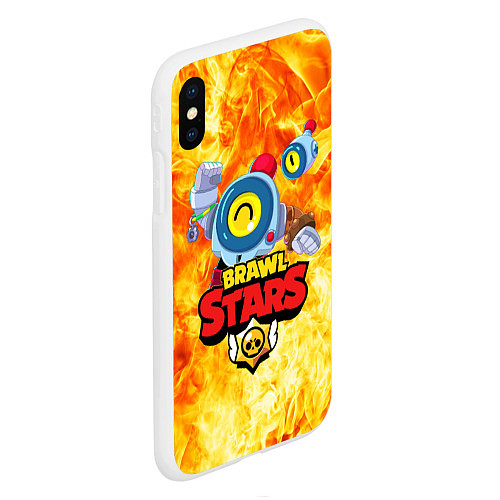 Чехол iPhone XS Max матовый BRAWL STARS НАНИ ОГОНЬ / 3D-Белый – фото 2