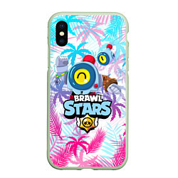 Чехол iPhone XS Max матовый BRAWL STARS NANI ТРОПИКИ, цвет: 3D-салатовый