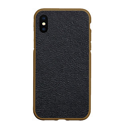 Чехол iPhone XS Max матовый Текстура черная кожа рельеф, цвет: 3D-коричневый