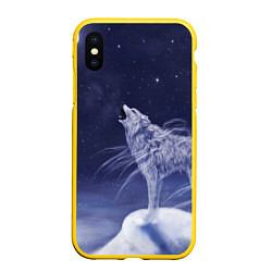 Чехол iPhone XS Max матовый WOLF WHITE D, цвет: 3D-желтый