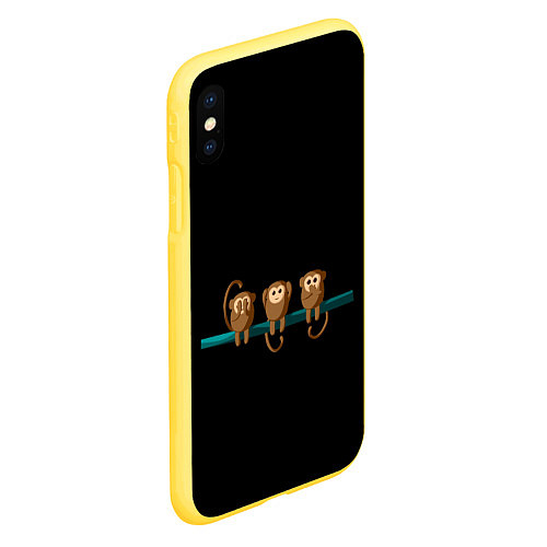 Чехол iPhone XS Max матовый Обезьяны слух зрение речь трио / 3D-Желтый – фото 2