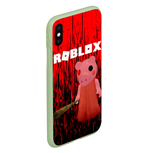 Чехол iPhone XS Max матовый Roblox Piggy / 3D-Салатовый – фото 2